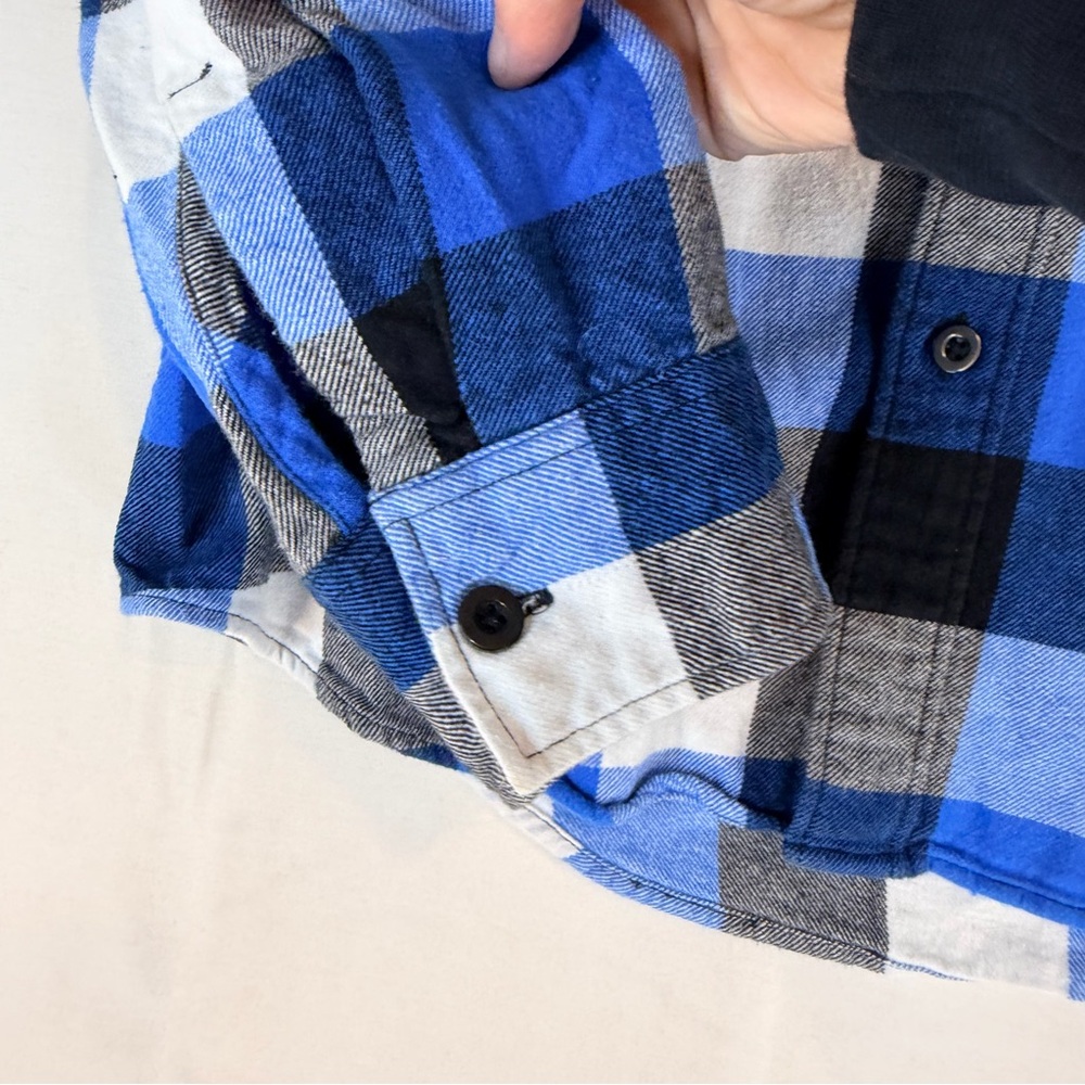 AMERICAN EAGLE Men’s Size S Shirt Button Down Blue Buffalo Plaid Flannel Classic - Picture 10 of 16